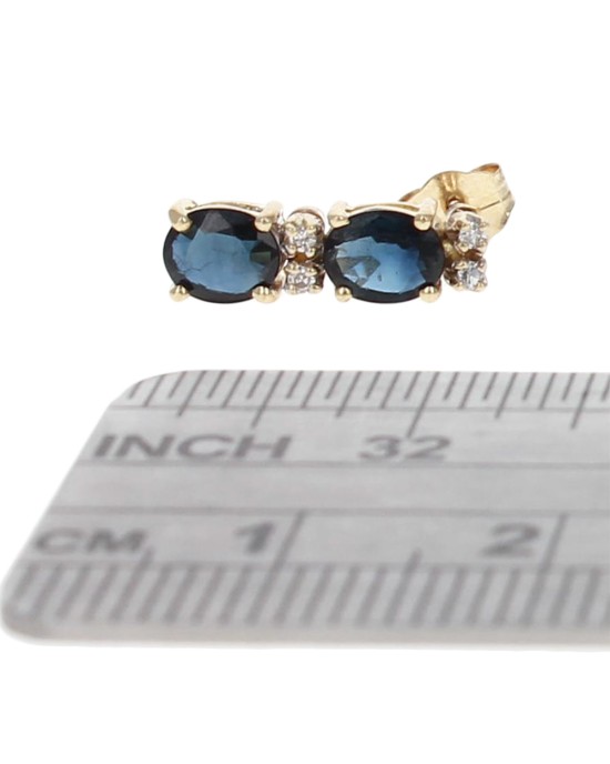 Alternating Oval Sapphire and Round Diamond Drop Earrings